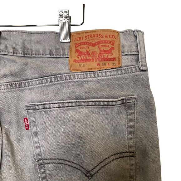 Levis 510 Skinny Fit Jeans Mens 36 X 32 Gray Stretch Denim Pants - Picture 4 of 11